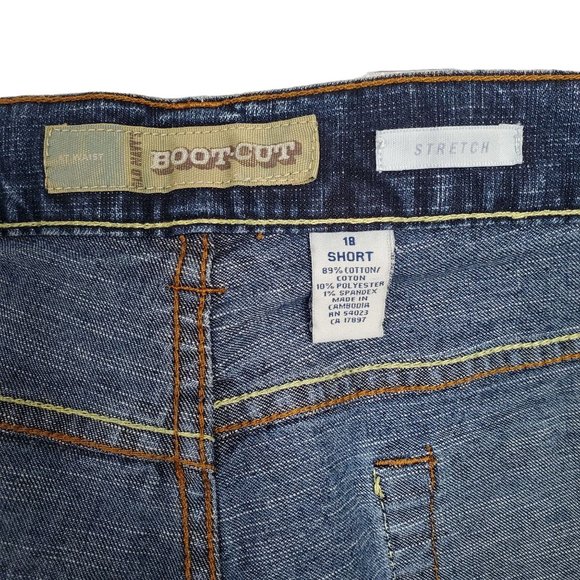 Old Navy Size 18 Short Jeans At Waist Bootcut Stretch Crosshatch Blue Denim - Picture 7 of 9